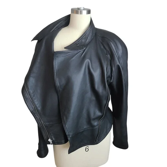Vintage 80s North Beach Leather Michael Hoban Black Moto Jacket Womens Small 7/8 - Picture 7 of 11